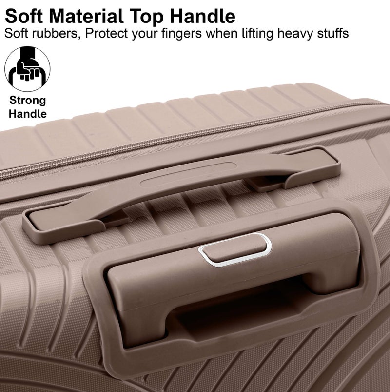 SENATOR Unisex PP Fashion Trolley Luggage Set Lightweight Hard-Shell Spinner luggage with 4 Double Spinner Wheel and 3-Digit Combination Lock KH1010 Khaki - Image 5